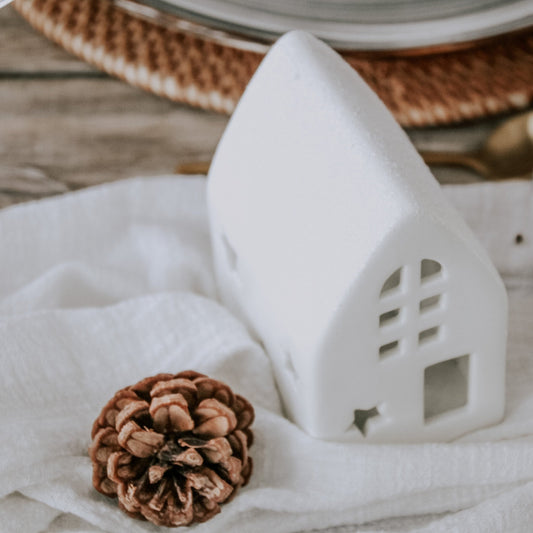 Snowfall Cottage Ceramic Tealight Holder – Timeless Trading Co.