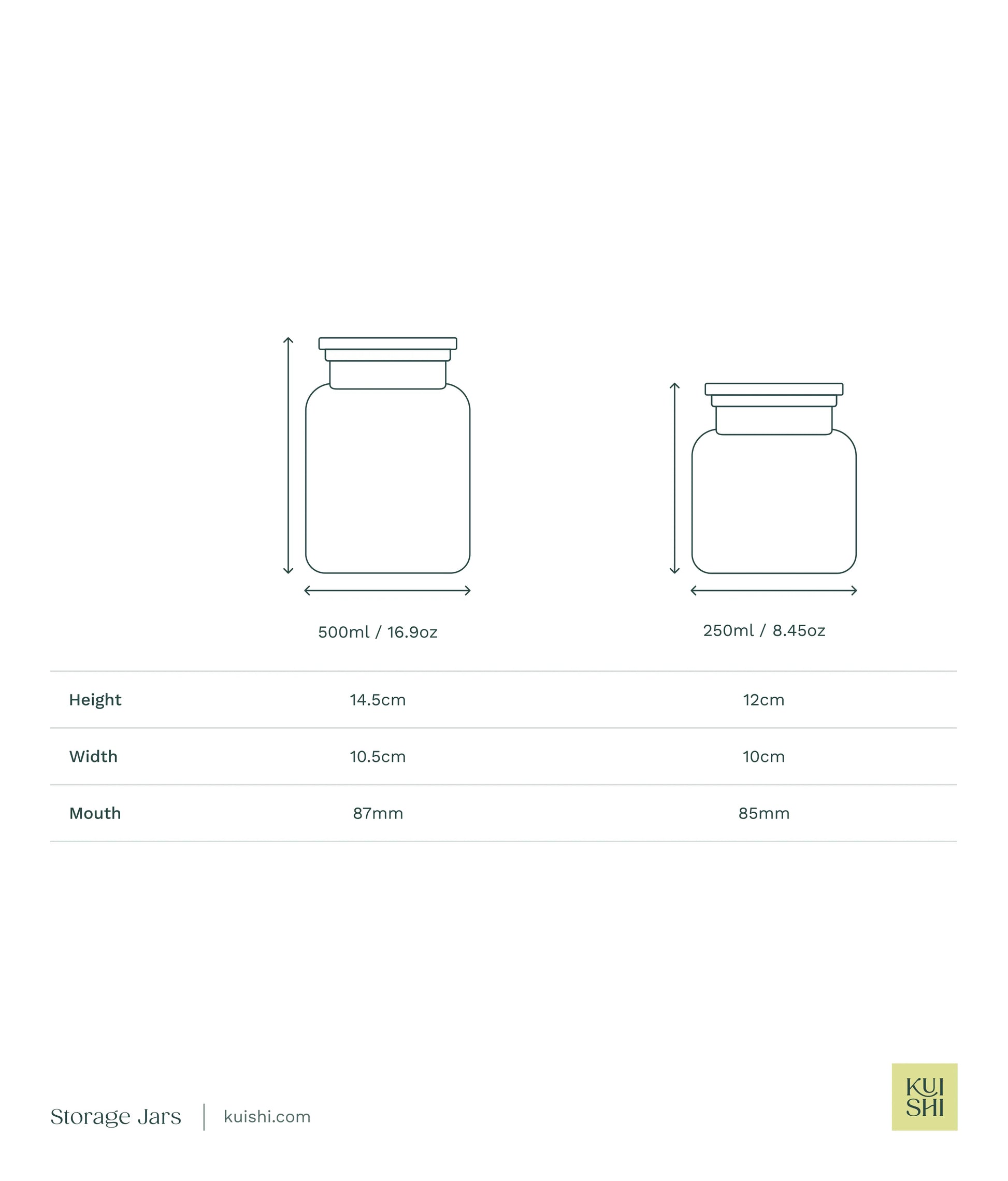 The Wetherby Amber Glass Storage Jar – apothecary-style jar in translucent amber glass with wide-mouth design, shown with dimensions for bath salts, cotton pads, or basin-side essentials