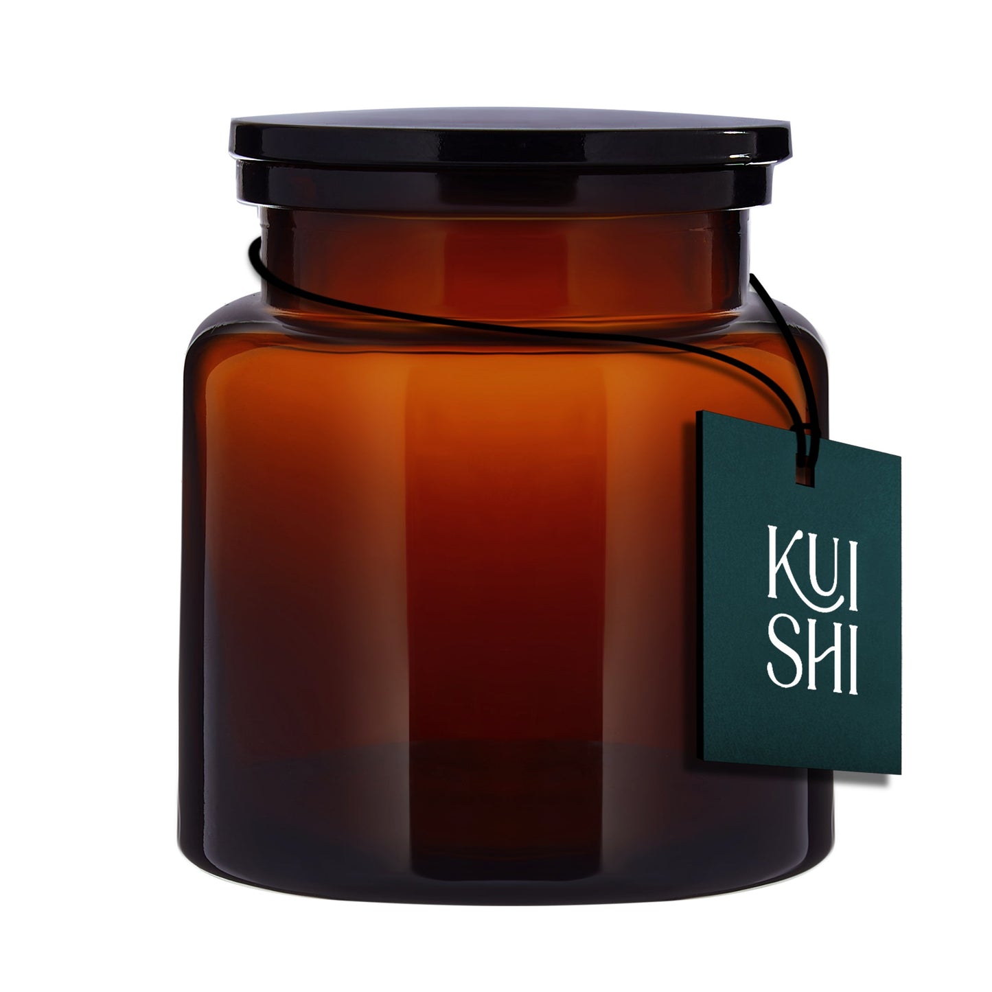 The Wetherby Amber Glass Storage Jar – small apothecary-style jar in translucent amber glass with wide-mouth design, styled for bath salts, cotton pads, or basin-side essentials.