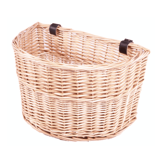 The Beatrix Basket front-mounted willow bicycle carrier – handwoven single-compartment basket for countryside errands and vintage charm