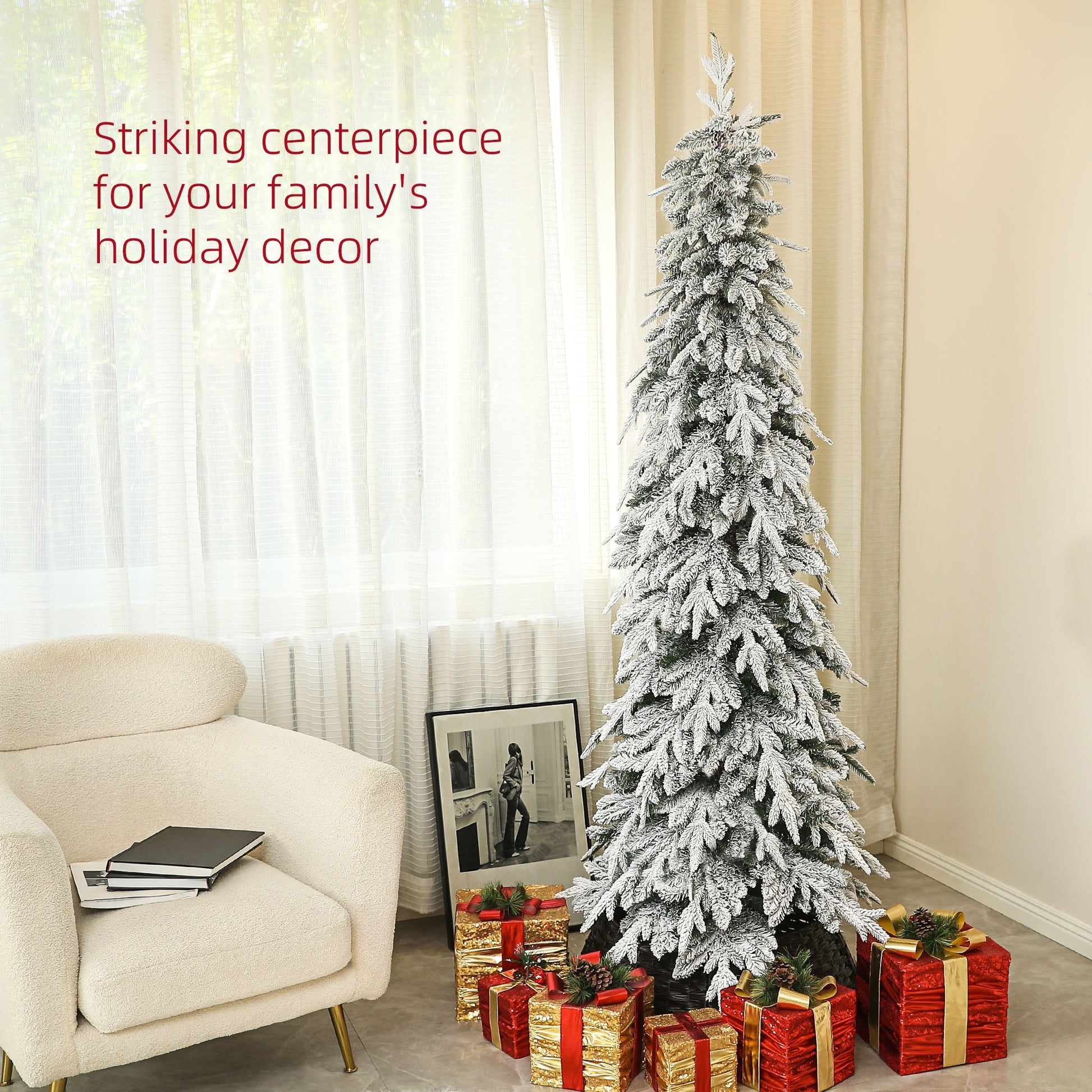 Brambleglen Pine – 7ft Snow - Covered Unlit Tree - The Timeless Trading Co.