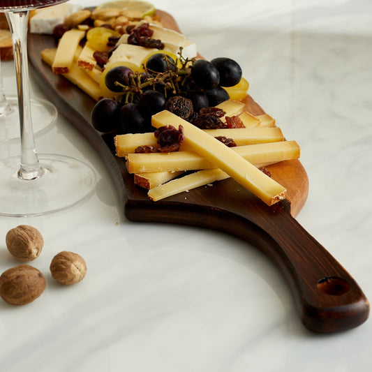 Brambury Acacia Serving Board – Rustic Handle - The Timeless Trading Co.