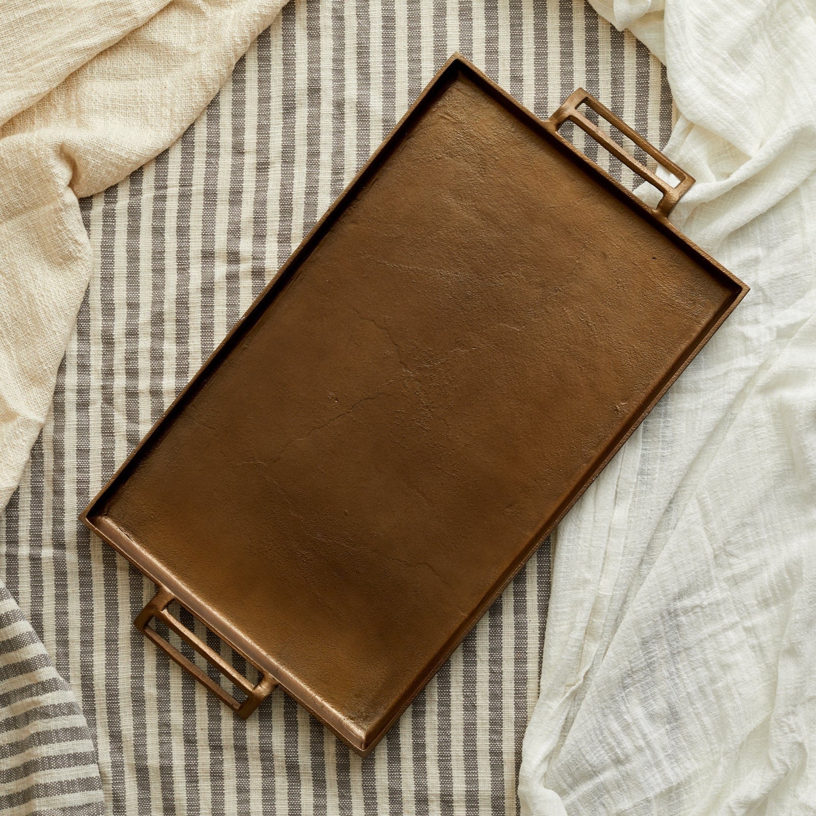 Brontë Bronze Tray – Rustic Charm for Soulful Styling - The Timeless Trading Co.