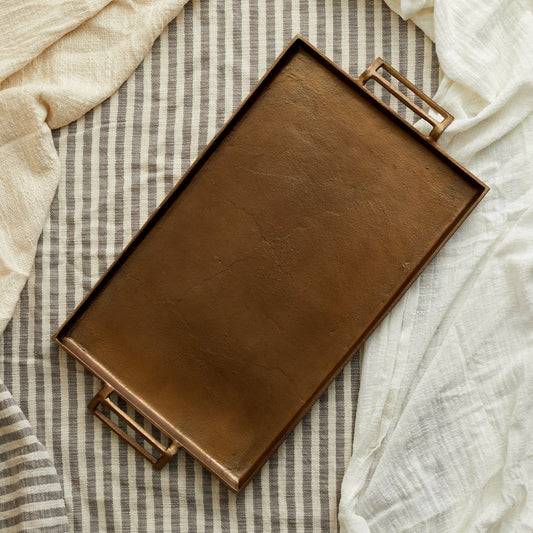 Brontë Bronze Tray – Rustic Charm for Soulful Styling - The Timeless Trading Co.