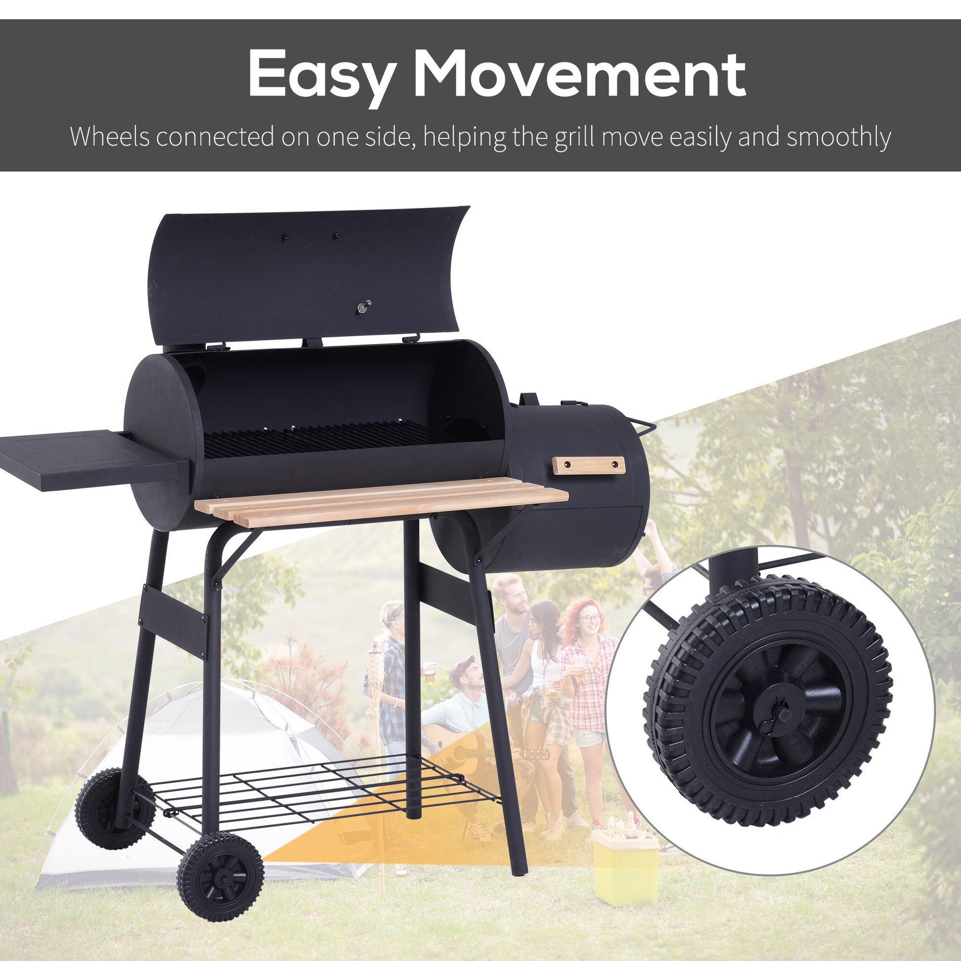 Charcoal Garden Grill with Smoker & Thermometer - The Timeless Trading Co.