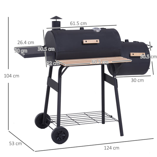Charcoal Garden Grill with Smoker & Thermometer - The Timeless Trading Co.