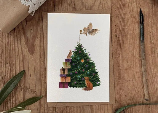 Deck The Halls – Woodland Animal Christmas Card - The Timeless Trading Co.