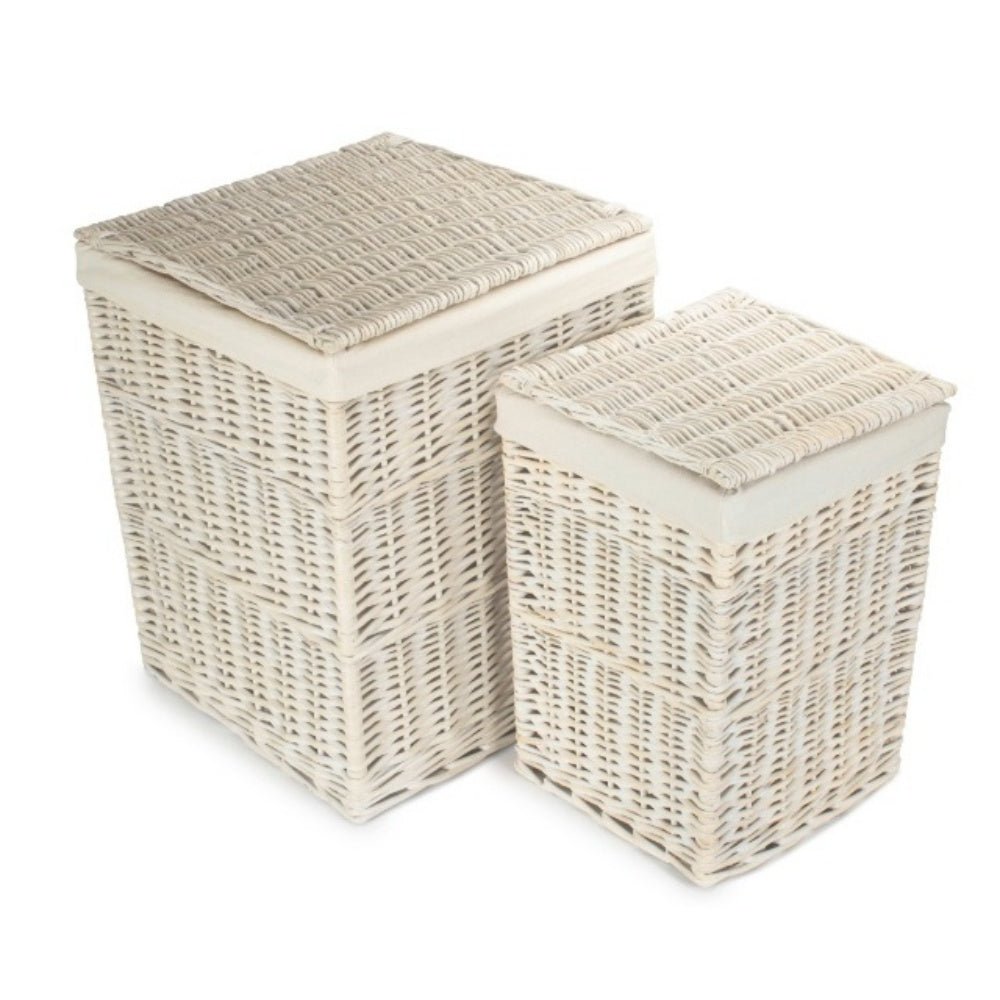 Edith White Wicker Laundry Basket – Timeless Lined Storage for Quiet Corners - The Timeless Trading Co.