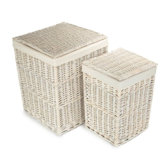 Edith White Wicker Laundry Basket – Timeless Lined Storage for Quiet Corners - The Timeless Trading Co.