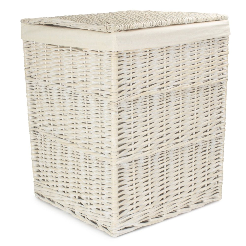 Edith White Wicker Laundry Basket – Timeless Lined Storage for Quiet Corners - The Timeless Trading Co.