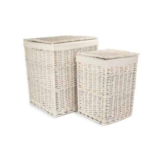 Edith White Wicker Laundry Basket – Timeless Lined Storage for Quiet Corners - The Timeless Trading Co.