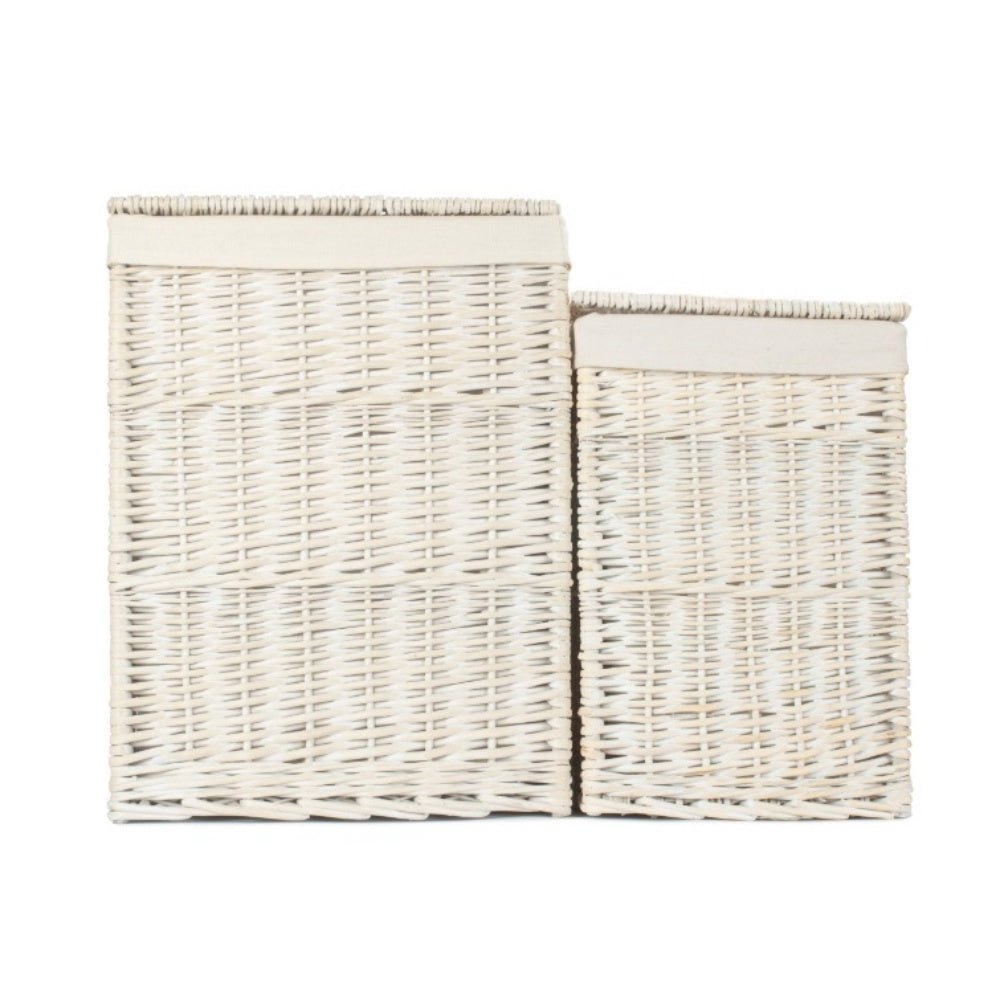 Edith White Wicker Laundry Basket – Timeless Lined Storage for Quiet Corners - The Timeless Trading Co.