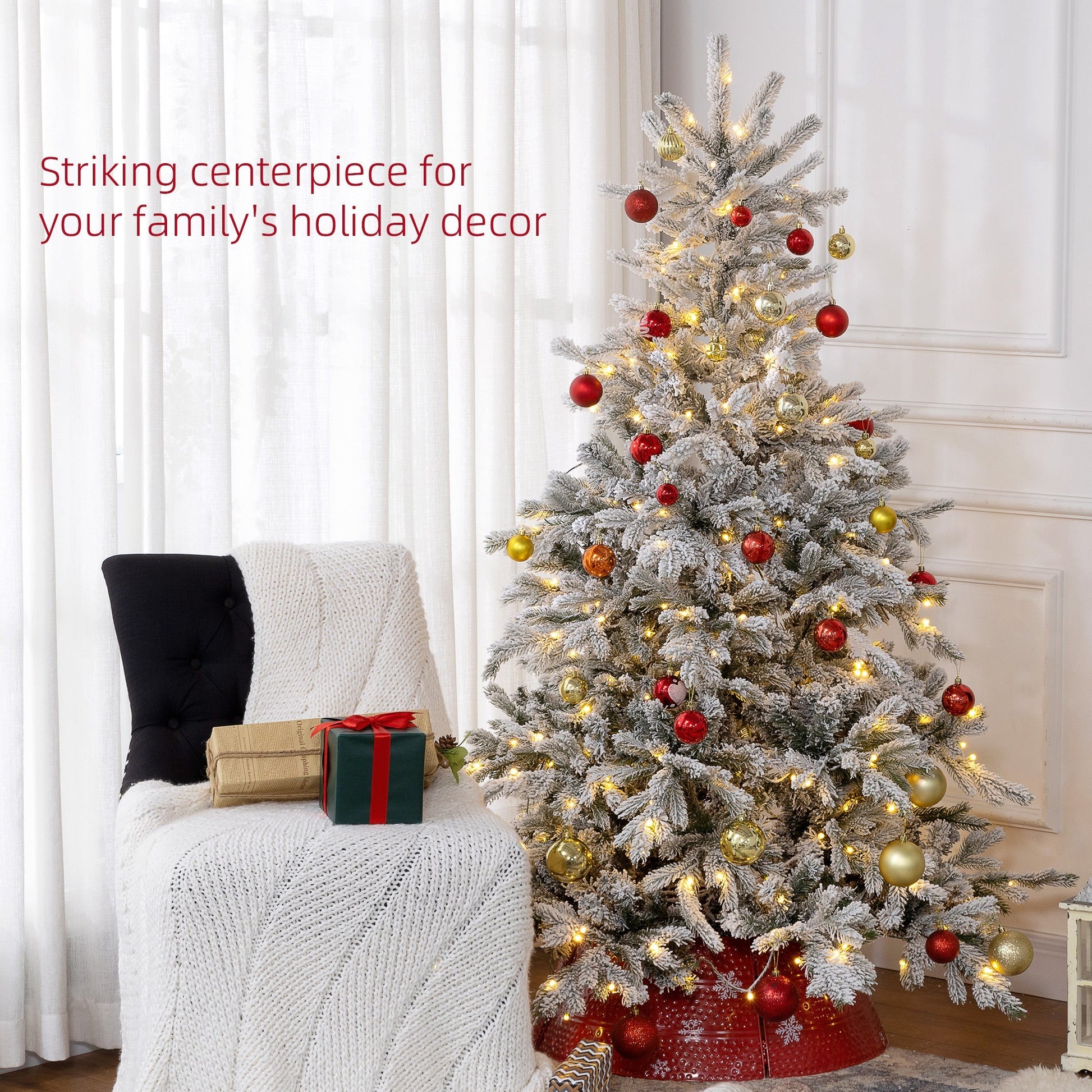 Everfrost Fir – 6ft Snow - Flocked Tree with LED Lights - The Timeless Trading Co.