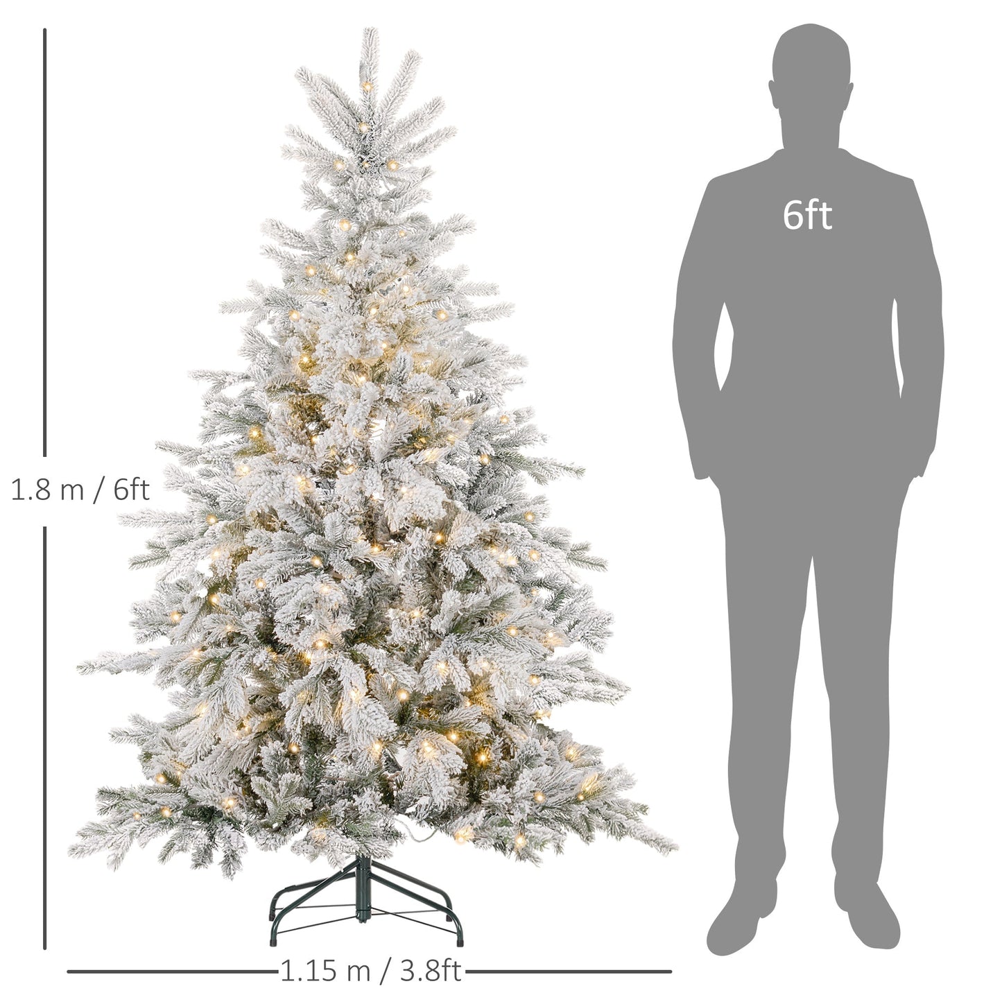 Everfrost Fir – 6ft Snow - Flocked Tree with LED Lights - The Timeless Trading Co.