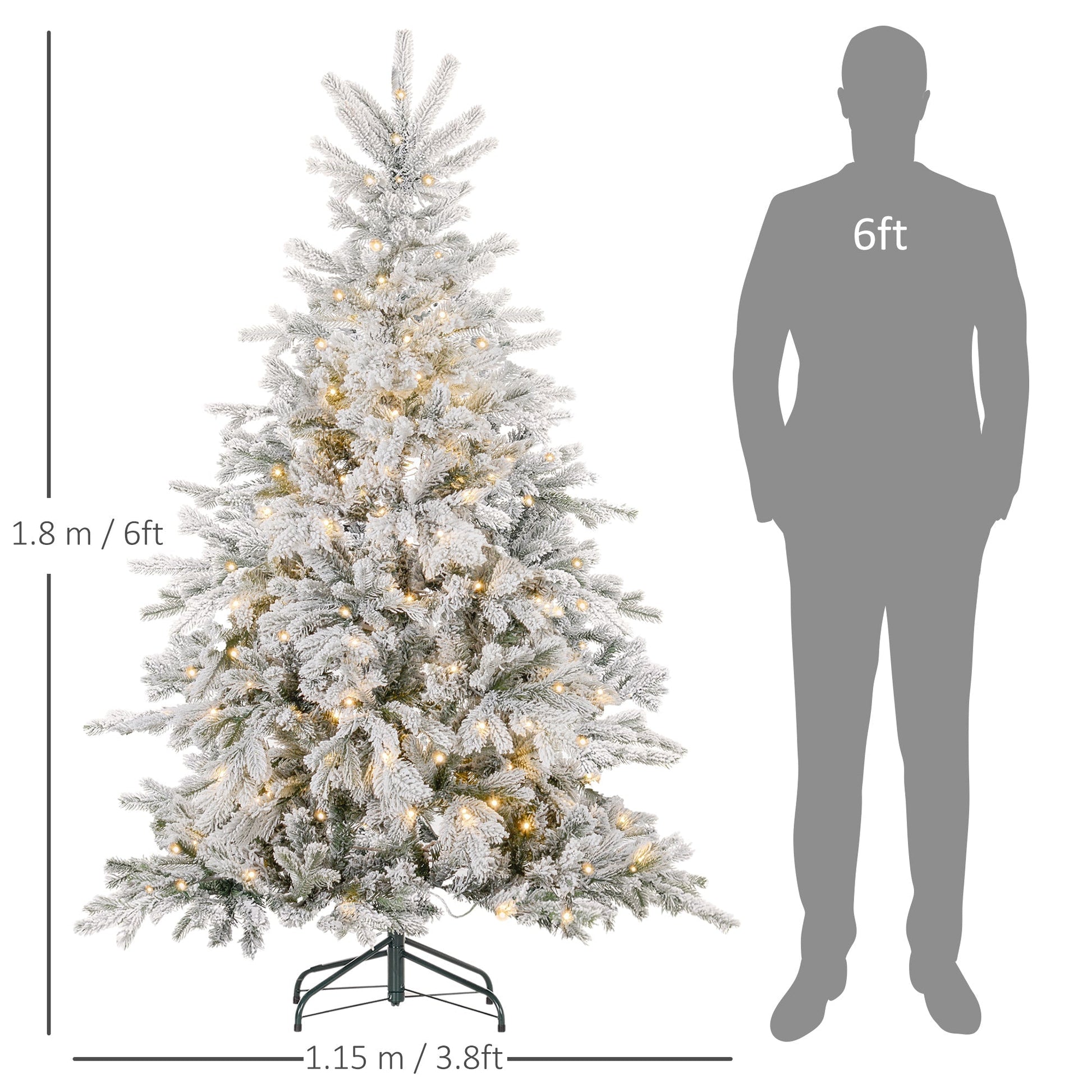 Everfrost Fir – 6ft Snow - Flocked Tree with LED Lights - The Timeless Trading Co.