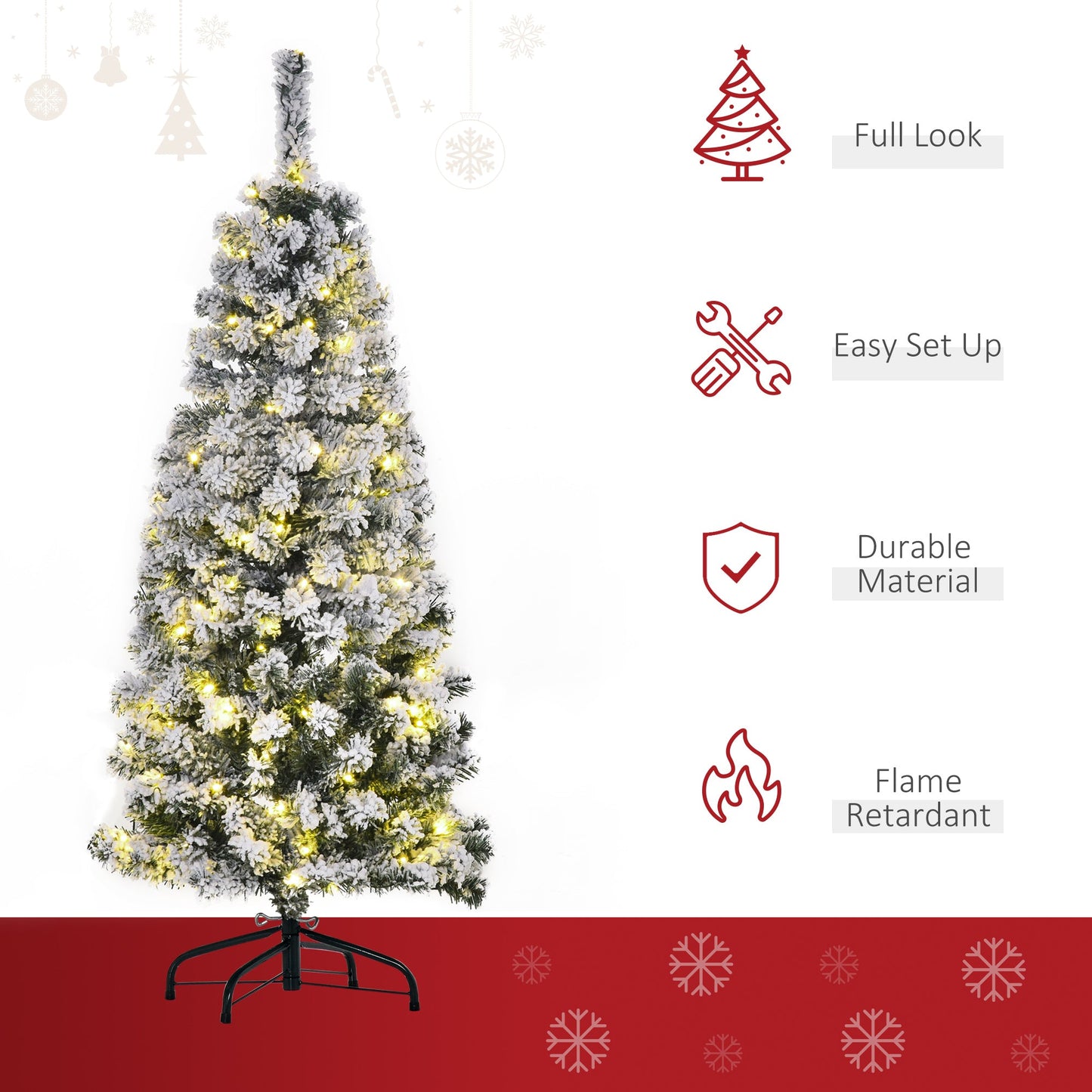 Frostmere Fir – 4ft Snow - Flocked Tree with LED Lights - The Timeless Trading Co.