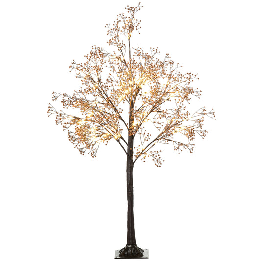 Close-up of 4ft Gypsophila tree light with white blossoms and warm LEDs, rustic indoor decor for hallway or festive parlour styling