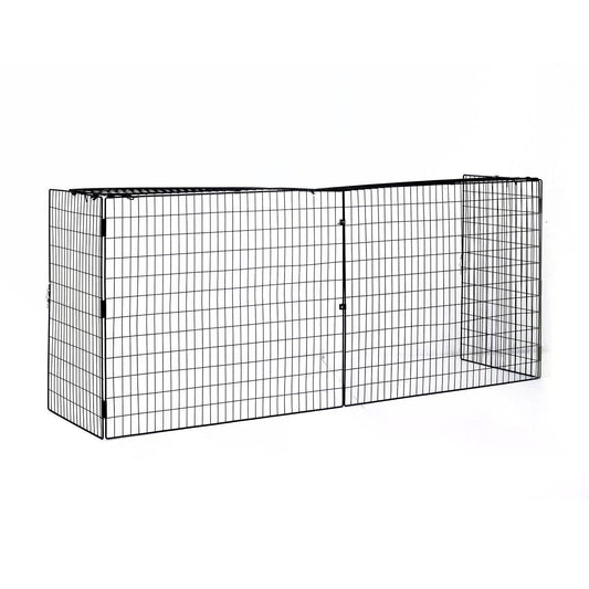 Hearthwarden Fireguard in matte black mesh steel shown on blank white background; foldable extendable screen with heritage styling and compact footprint.