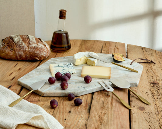 Handcrafted heritage marble serving board with artisan finish, ideal for charcuterie and soulful dining.