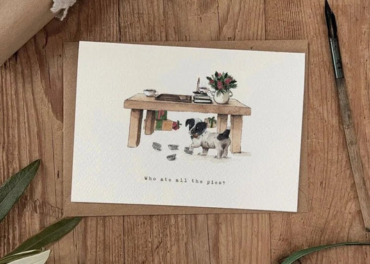 Naughty Puppy Who Ate All the Mince Pies – Christmas Card - The Timeless Trading Co.
