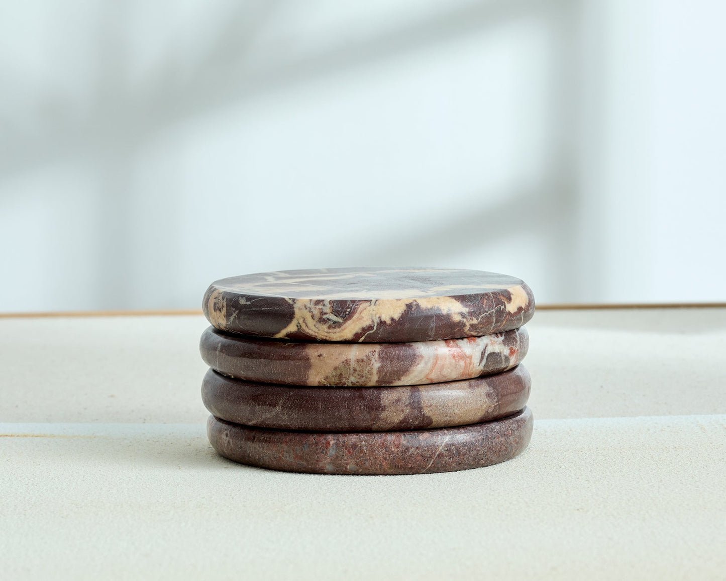 Rosso Levanto Marble Coasters – Timeless Countryside Charm - The Timeless Trading Co.