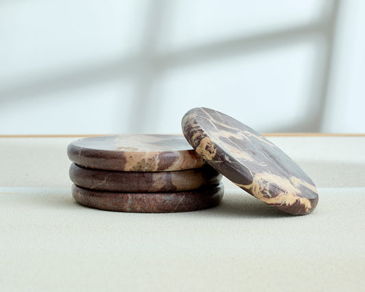 Rosso Levanto Marble Coasters – Timeless Countryside Charm - The Timeless Trading Co.