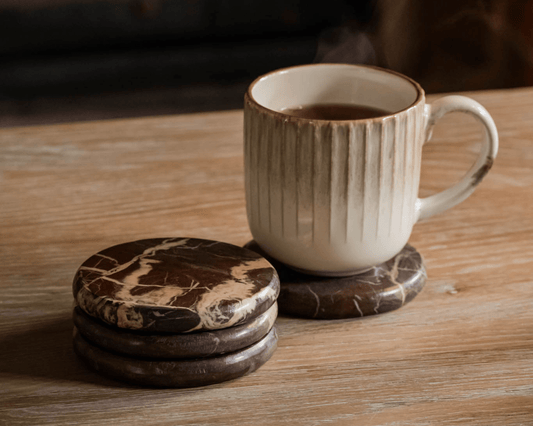 Rosso Levanto Marble Coasters – Timeless Countryside Charm - The Timeless Trading Co.