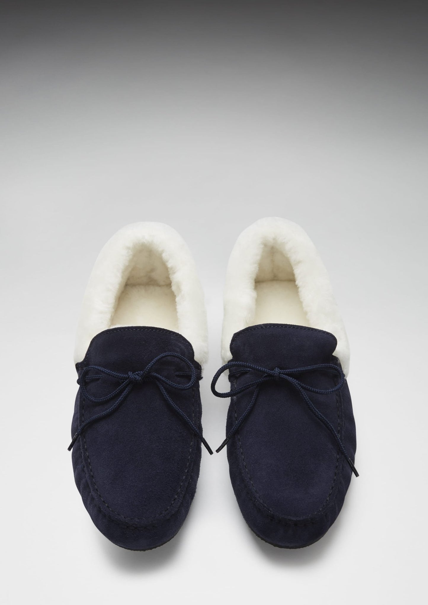 Slippers, sheepskin, navy blue suede - The Timeless Trading Co.