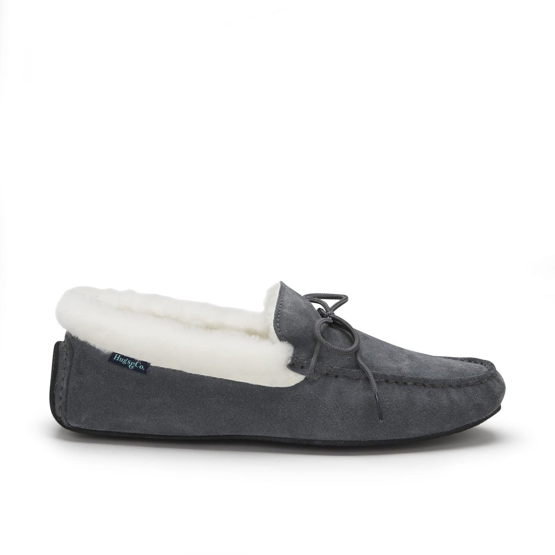 Slippers, sheepskin, slate grey suede - The Timeless Trading Co.