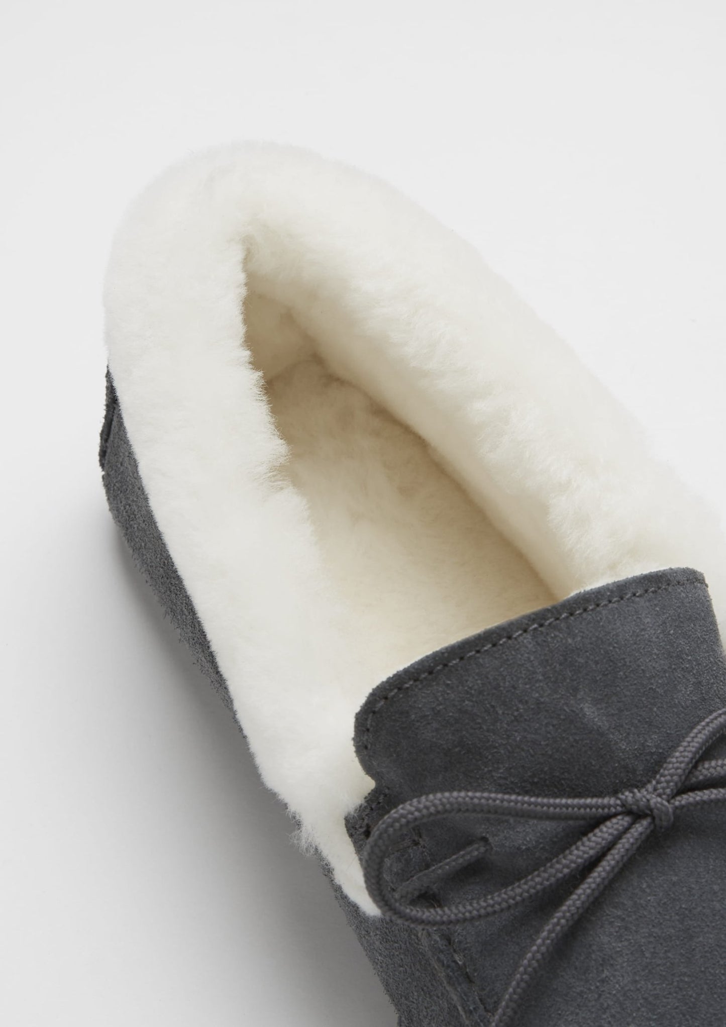 Slippers, sheepskin, slate grey suede - The Timeless Trading Co.