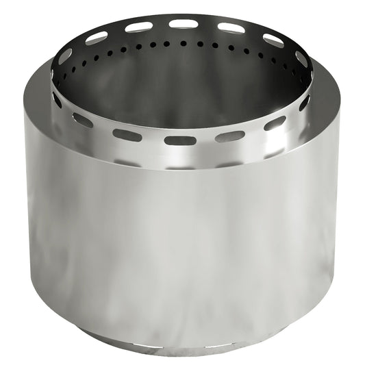 48.5cm smokeless fire pit in silver stainless steel, rustic freestanding design for outdoor warmth and soulful garden gatherings