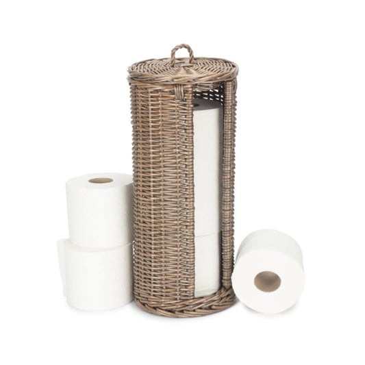 The Alfriston Round Wicker Toilet Roll Basket – Holder for Three Rolls - The Timeless Trading Co.