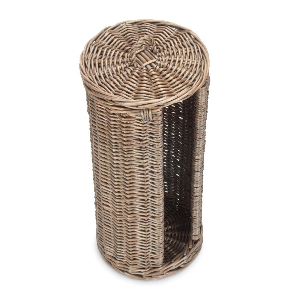 The Alfriston Round Wicker Toilet Roll Basket – Holder for Three Rolls - The Timeless Trading Co.