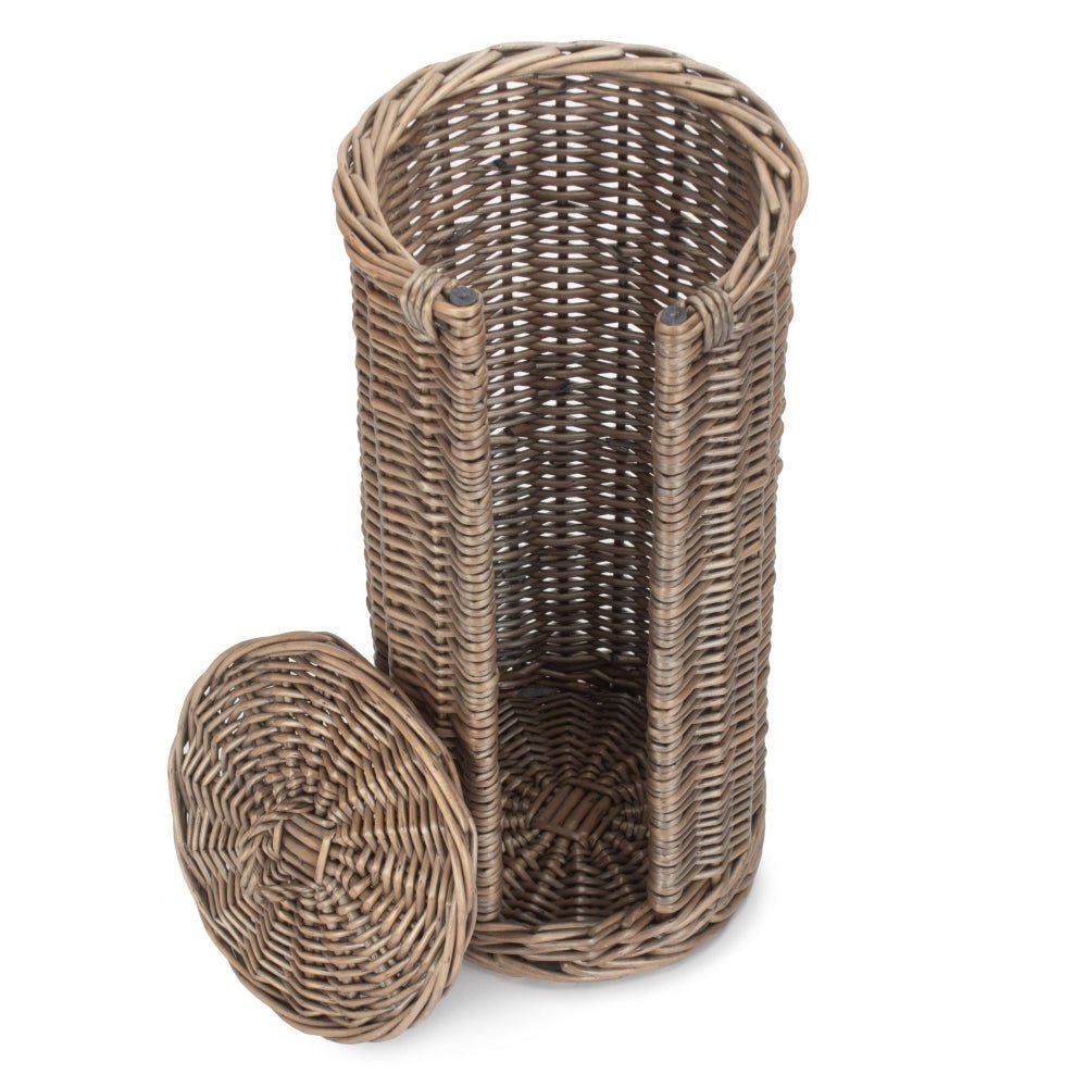 The Alfriston Round Wicker Toilet Roll Basket – Holder for Three Rolls - The Timeless Trading Co.