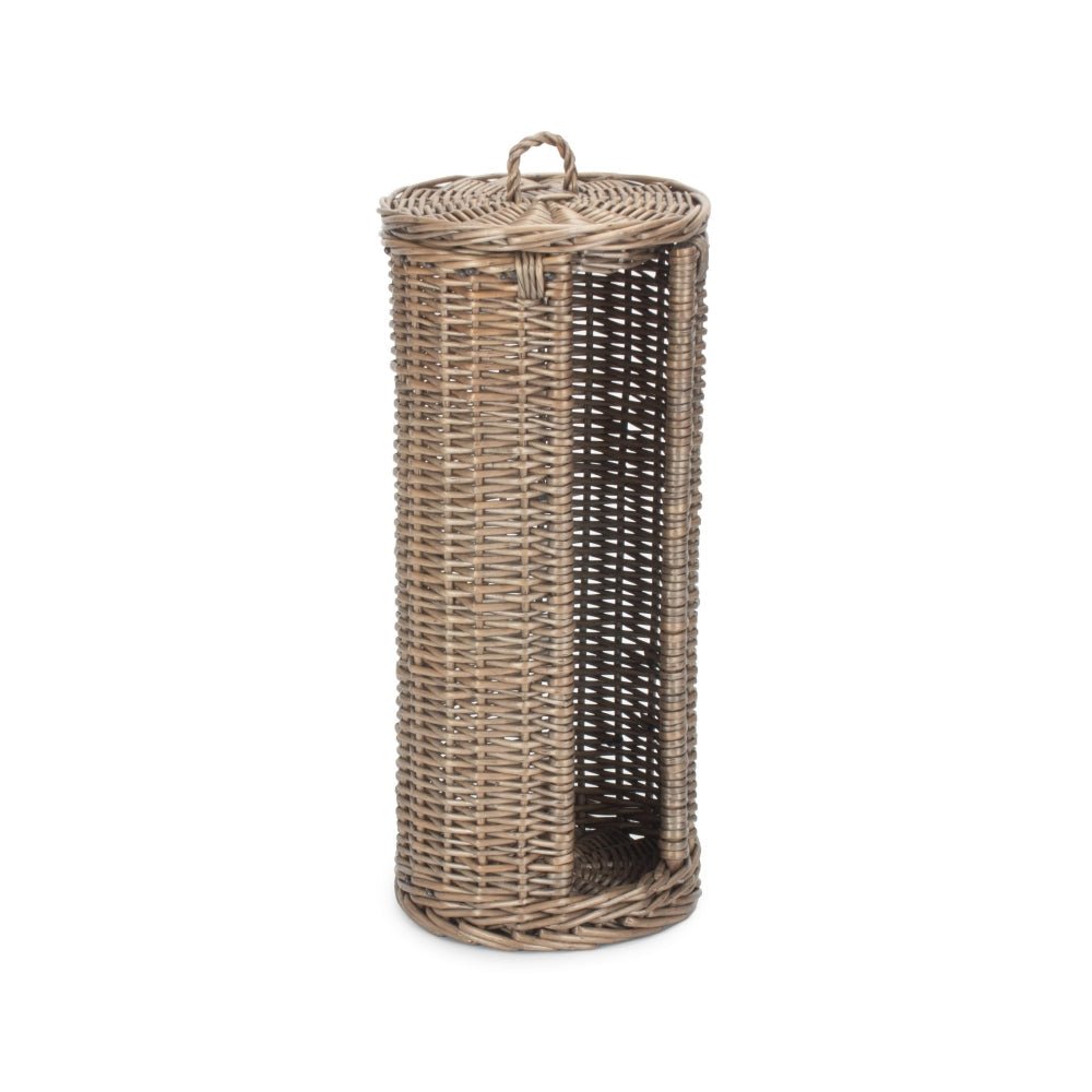 The Alfriston Round Wicker Toilet Roll Basket – Holder for Three Rolls - The Timeless Trading Co.
