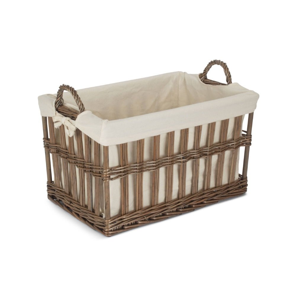 The Ashcombe Linen Basket – Antique Wash Willow & Cotton Lined - The Timeless Trading Co.