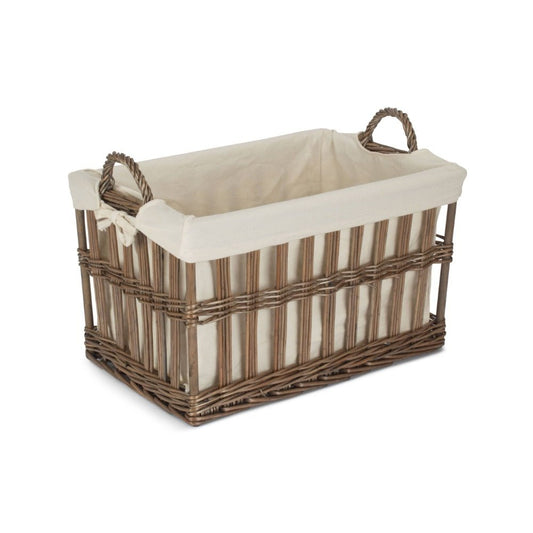 The Ashcombe Linen Basket – Antique Wash Willow & Cotton Lined - The Timeless Trading Co.