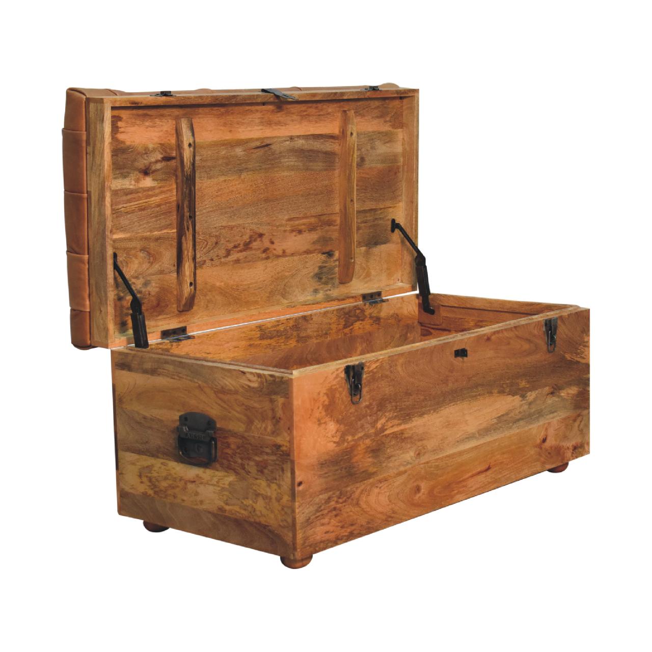 The Boscobel Hide Trunk – Oak - ish Mango Wood Window Seat - The Timeless Trading Co.