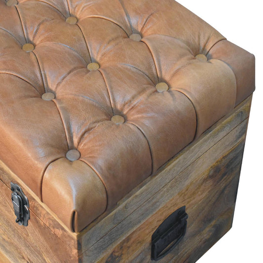 The Boscobel Hide Trunk – Oak - ish Mango Wood Window Seat - The Timeless Trading Co.