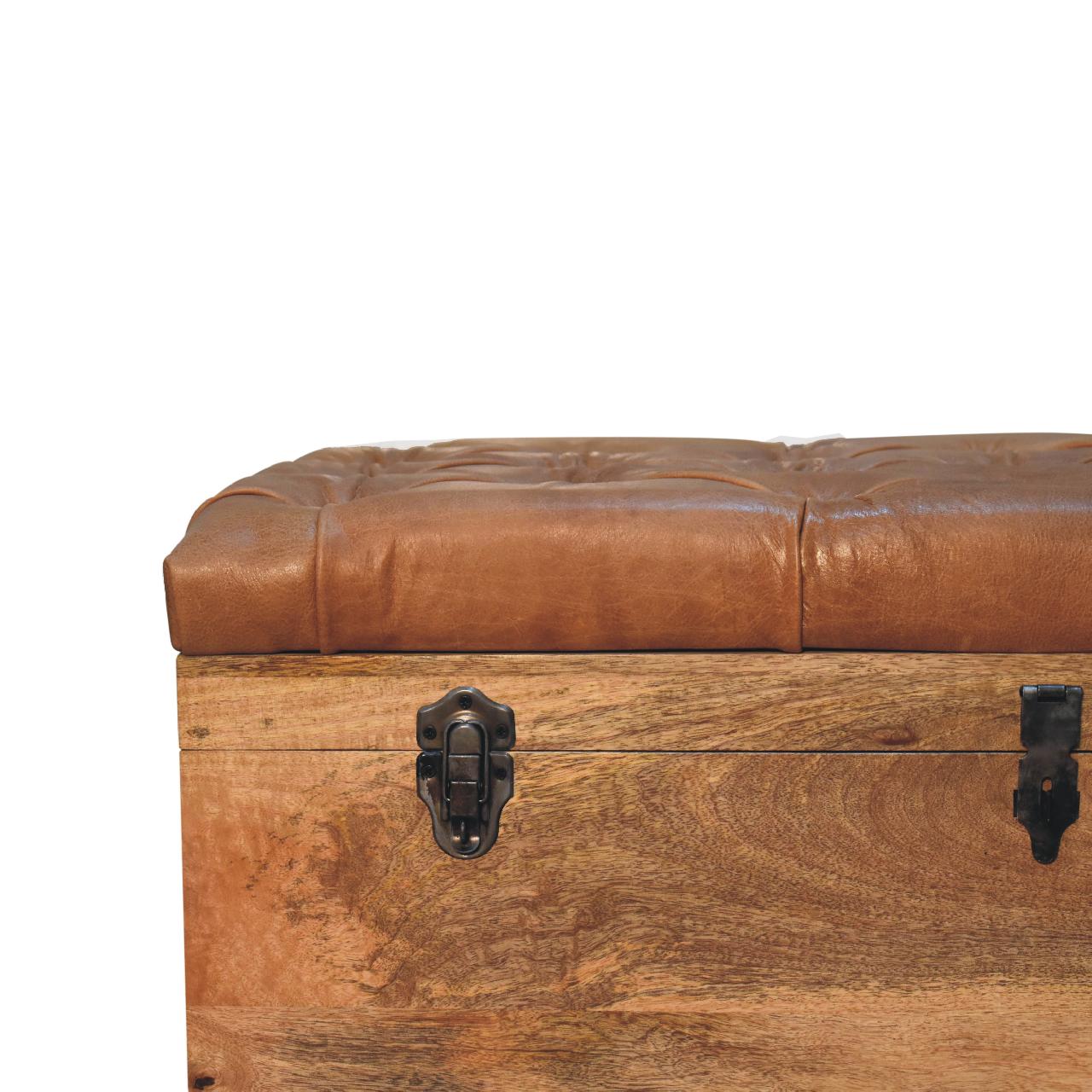 The Boscobel Hide Trunk – Oak - ish Mango Wood Window Seat - The Timeless Trading Co.
