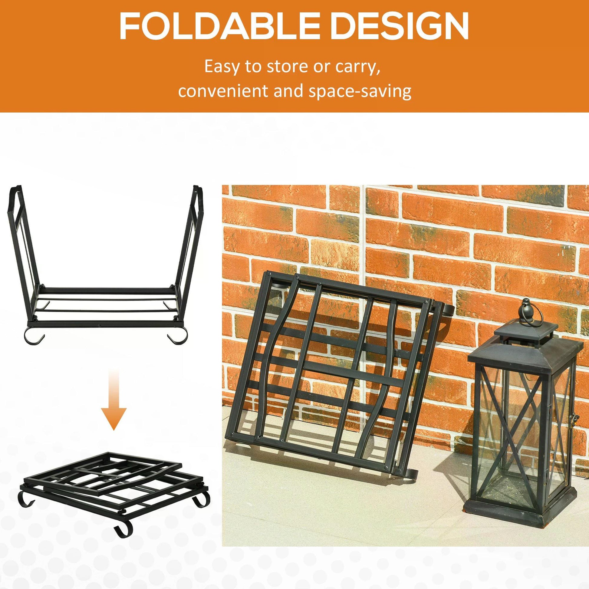 The Bramblestead Log Keeper — Foldable Fireplace Rack with Slatted Base - The Timeless Trading Co.
