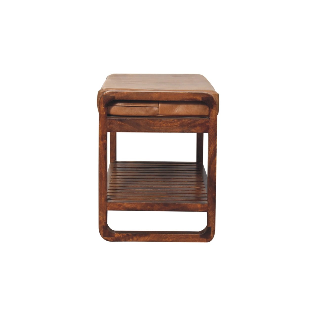The Brummell Tread – Slatted Hallway Bench in Buffalo Hide & Mango Wood - The Timeless Trading Co.