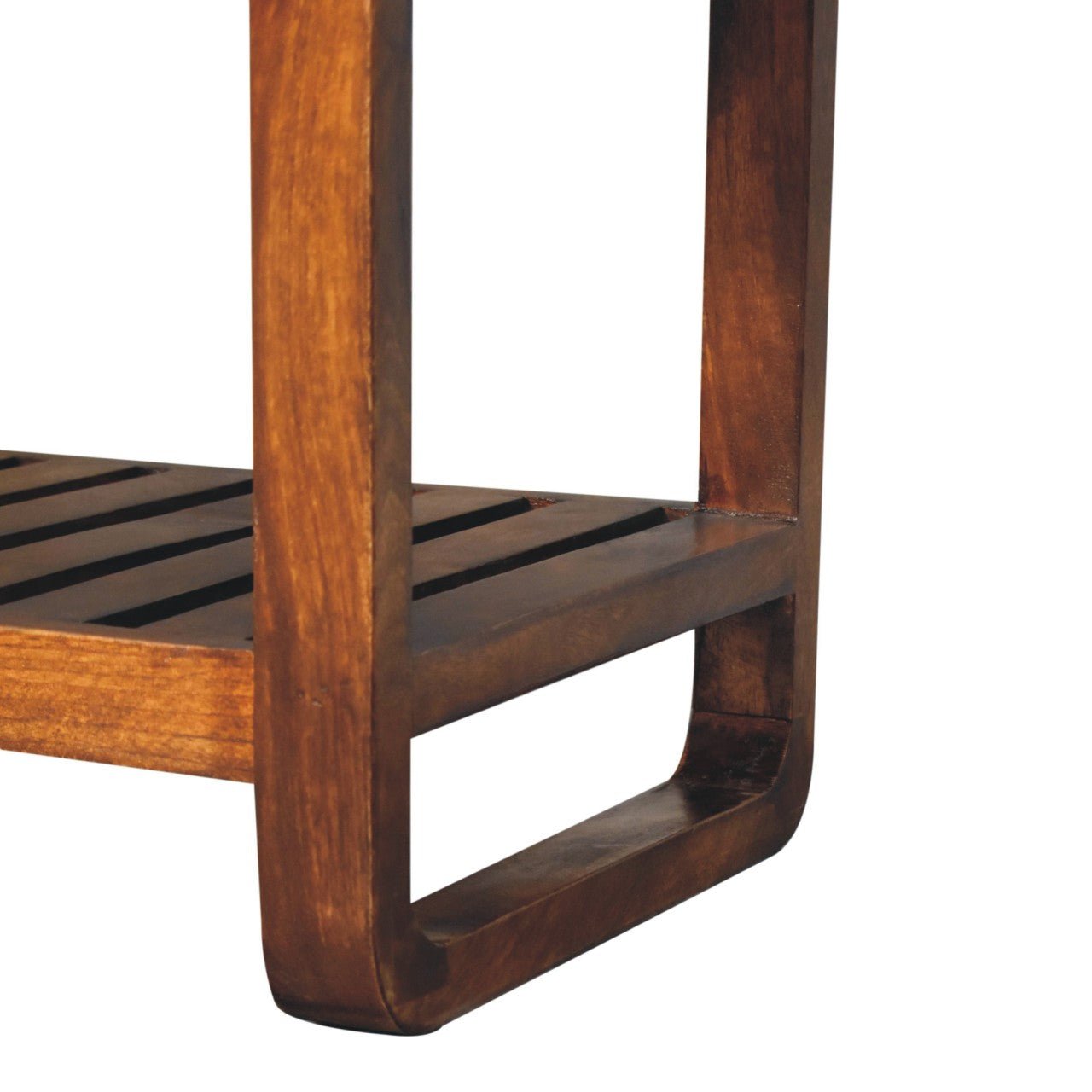 The Brummell Tread – Slatted Hallway Bench in Buffalo Hide & Mango Wood - The Timeless Trading Co.