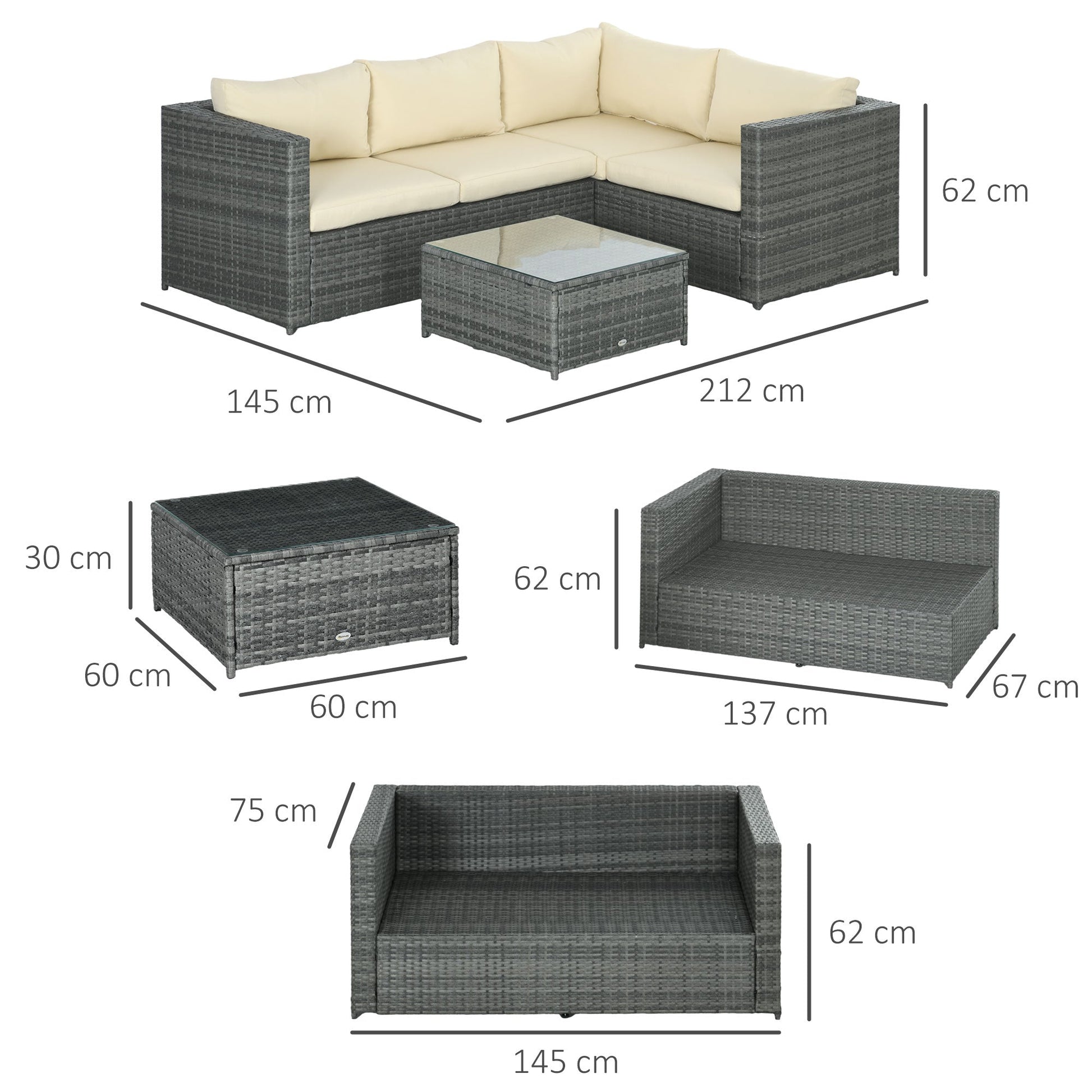 The Calke Corner – 4 Seater Garden Sofa Ensemble - The Timeless Trading Co.