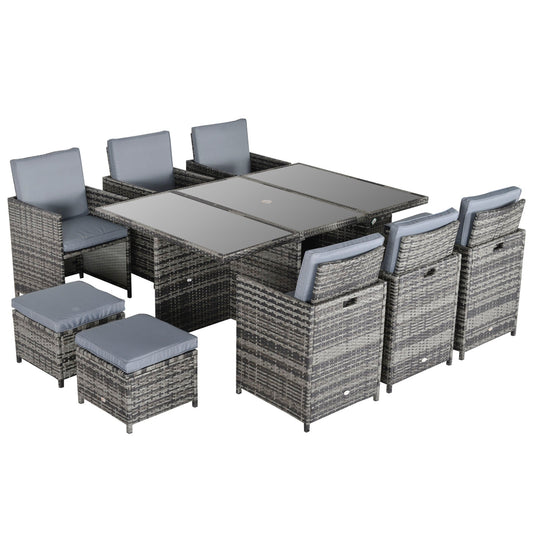 The Clovelly Cove Set – 11pc Rattan Garden Dining Ensemble - The Timeless Trading Co.