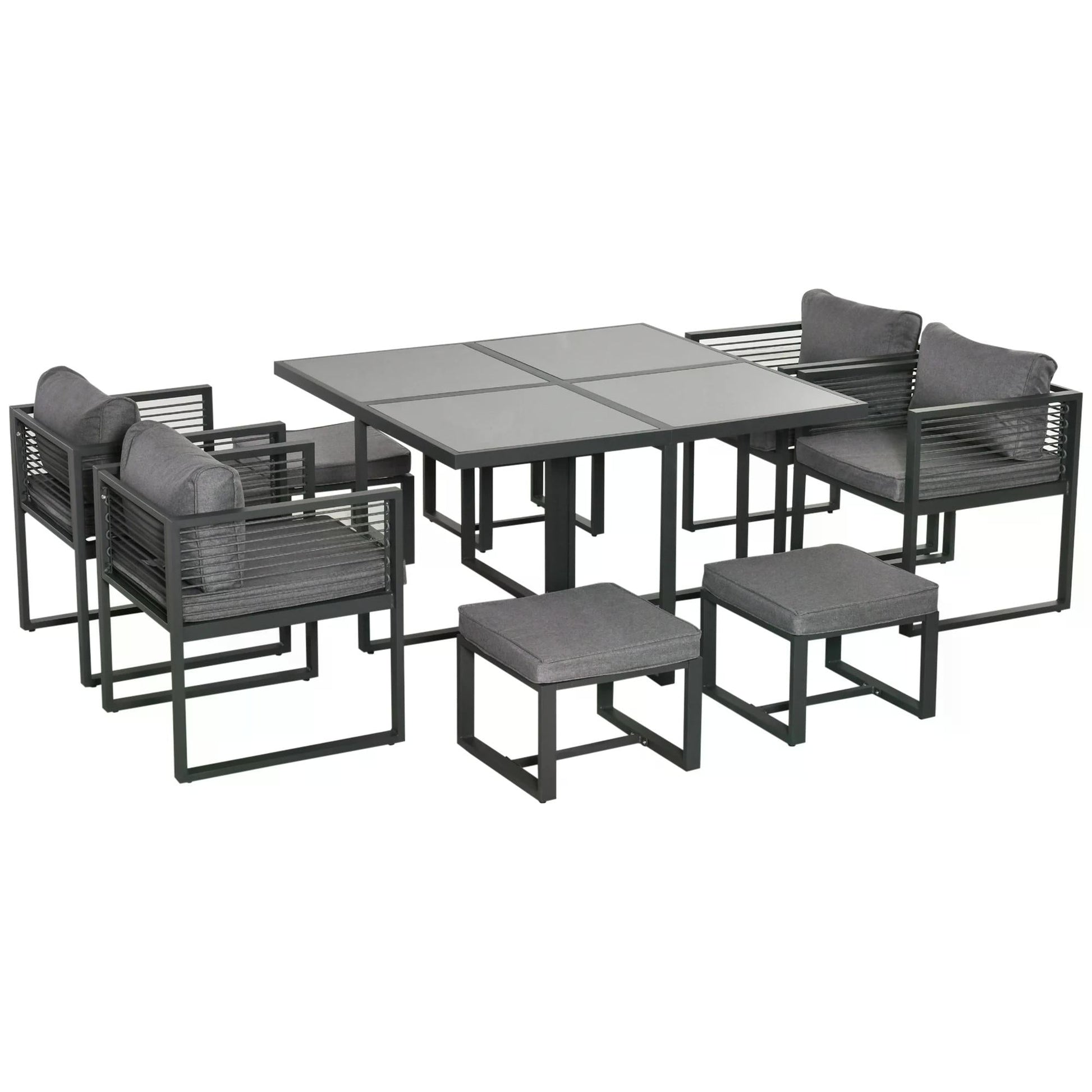 The Cotehele Cube – 8 Seater Garden Dining Ensemble - The Timeless Trading Co.