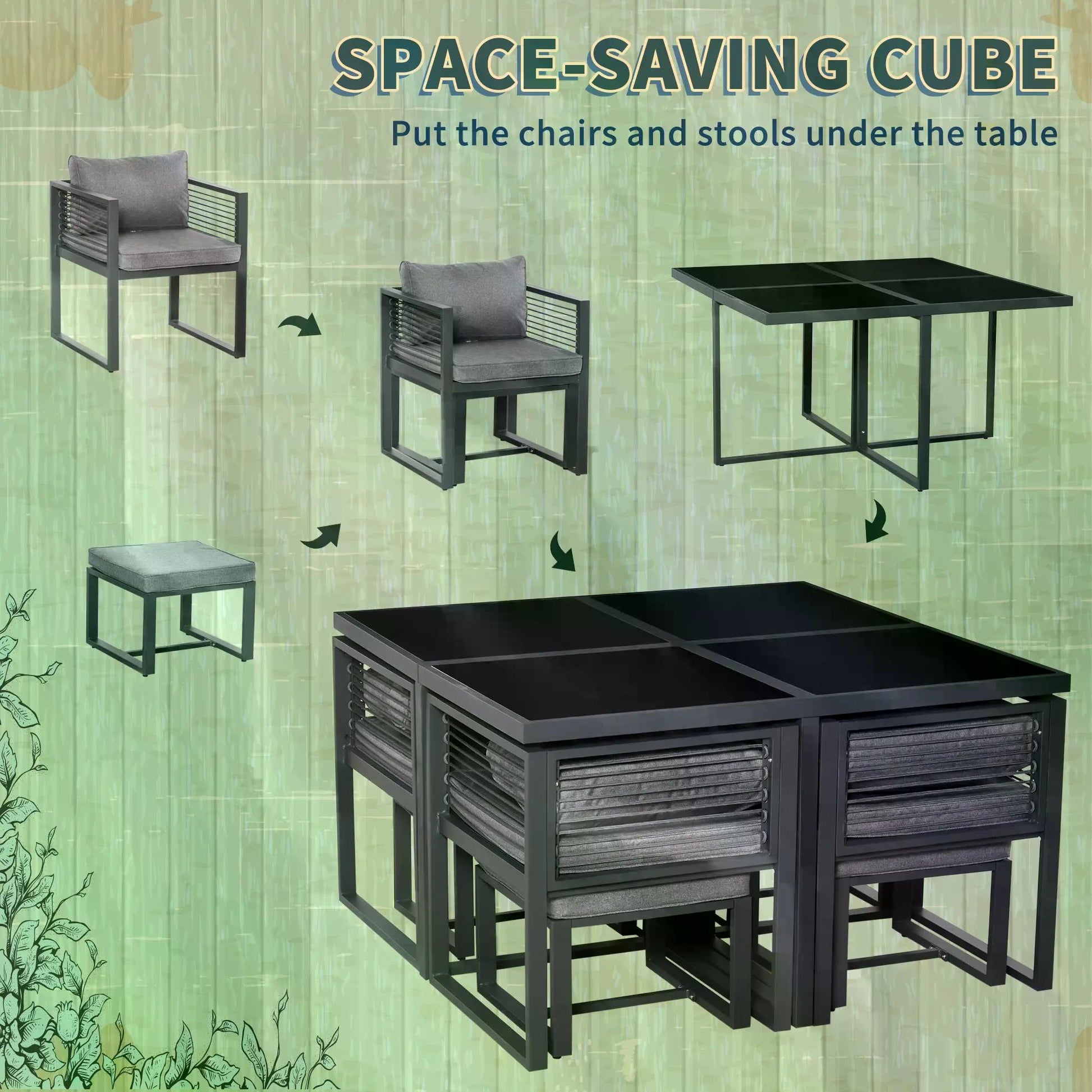 The Cotehele Cube – 8 Seater Garden Dining Ensemble - The Timeless Trading Co.
