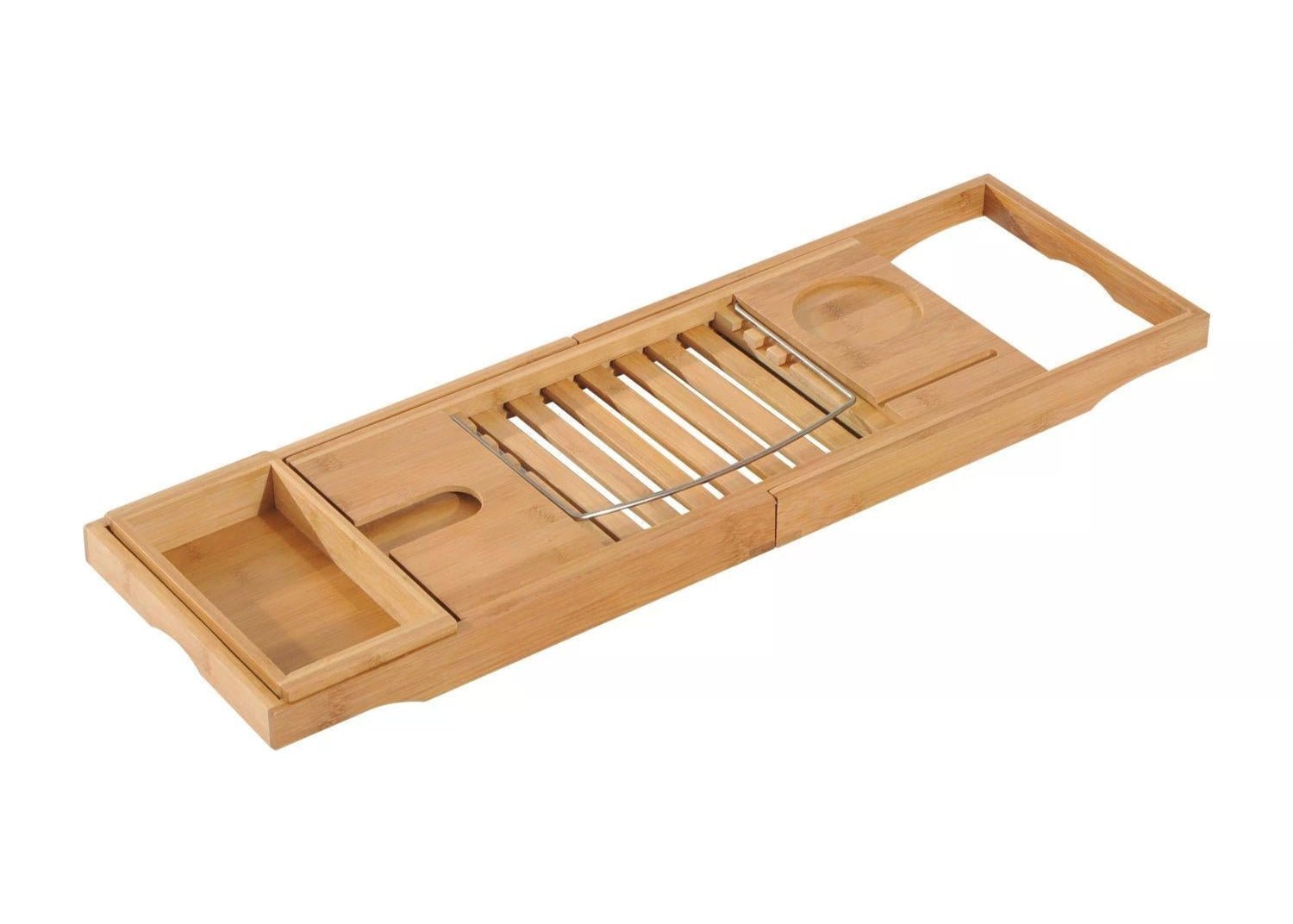 The Elstead Bath Caddy – Extendable Bamboo Shelf for Rituals & Reading - The Timeless Trading Co.