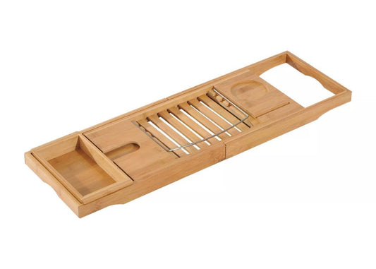 The Elstead Bath Caddy – Extendable Bamboo Shelf for Rituals & Reading - The Timeless Trading Co.