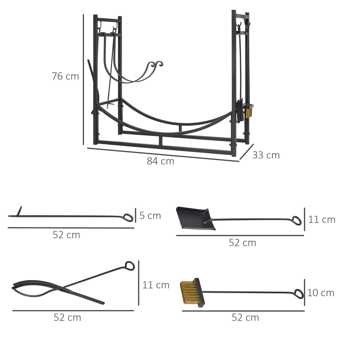 The Ember Nook — Fireside Log Rack with Hearth Tools - The Timeless Trading Co.